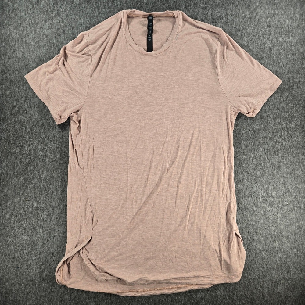 Lululemon Shirt Mens S Pink Silk Blend Short Sleeve T-Shirt LM3DN2S Split Hem